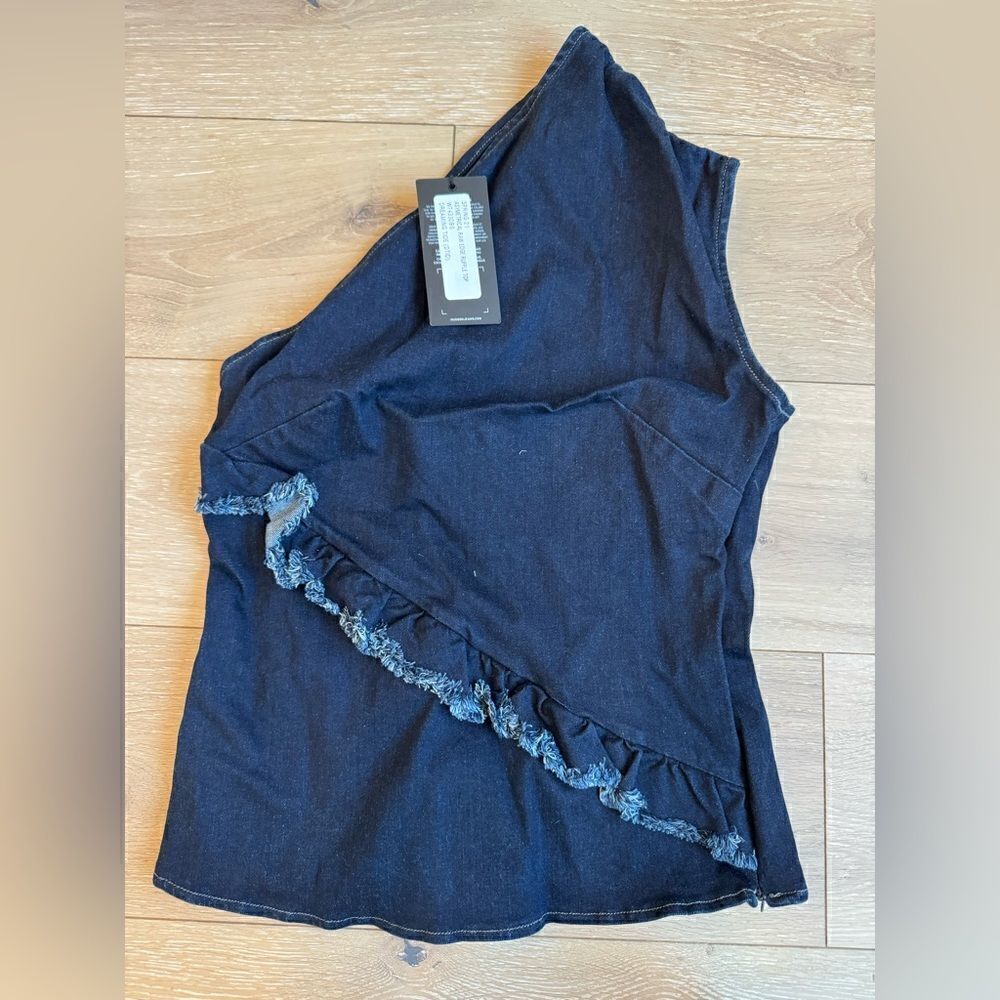 Joe’s Asymmetrical raw edge ruffle top
